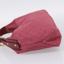 GUCCI GG Canvas Horsebit Shoulder Bag Pink Gold 115867 Auth BA15896V-3