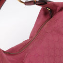 GUCCI GG Canvas Horsebit Shoulder Bag Pink Gold 115867 Auth BA15896V-6