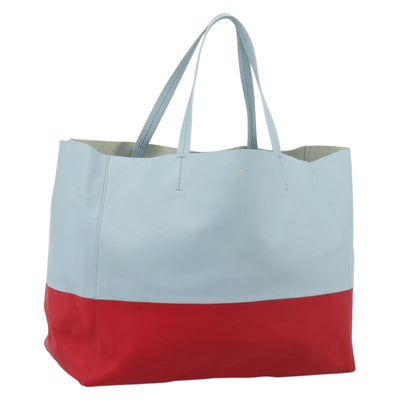 CELINE Horizontal Cabas Tote Bag Leather Red Gold Auth BA15897V