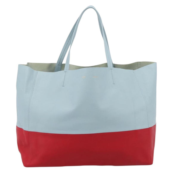 CELINE Horizontal Cabas Tote Bag Leather Red Gold Auth BA15897V