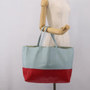 CELINE Horizontal Cabas Tote Bag Leather Red Gold Auth BA15897V-23