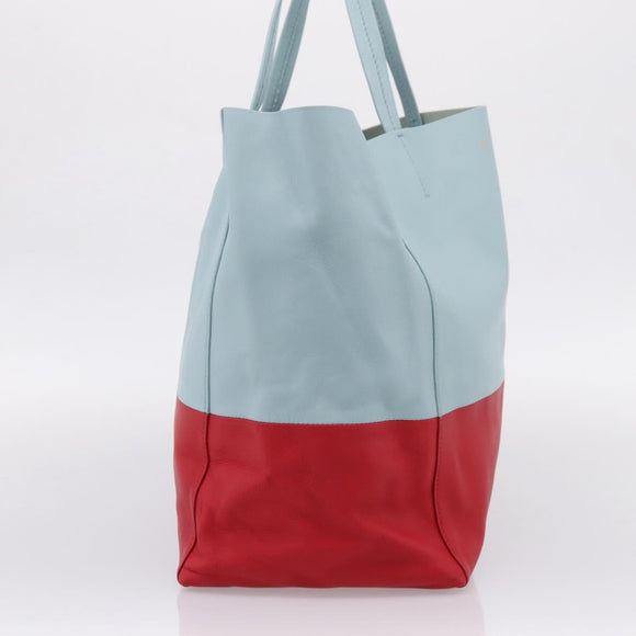 CELINE Horizontal Cabas Tote Bag Leather Red Gold Auth BA15897V