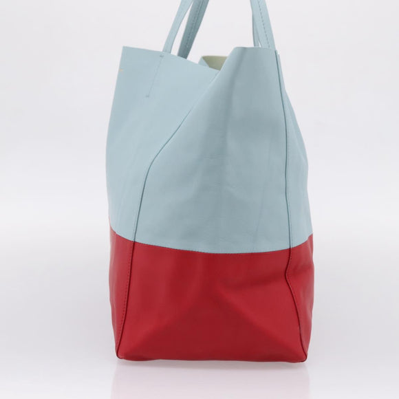 CELINE Horizontal Cabas Tote Bag Leather Red Gold Auth BA15897V