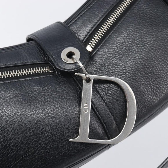 Christian Dior Shoulder Bag Leather Black Silver Auth BA15898SAM