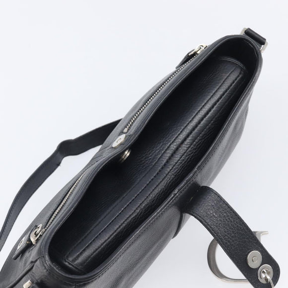 Christian Dior Shoulder Bag Leather Black Silver Auth BA15898SAM