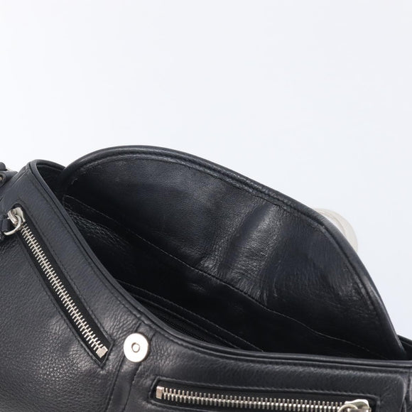 Christian Dior Shoulder Bag Leather Black Silver Auth BA15898SAM