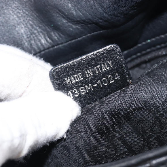 Christian Dior Shoulder Bag Leather Black Silver Auth BA15898SAM