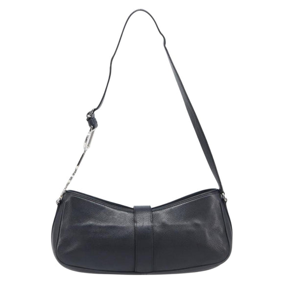 Christian Dior Shoulder Bag Leather Black Silver Auth BA15898SAM