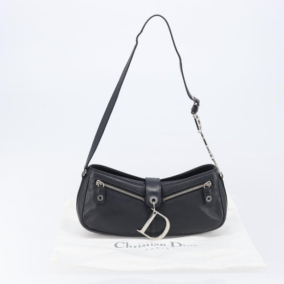 Christian Dior Shoulder Bag Leather Black Silver Auth BA15898SAM