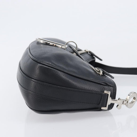 Christian Dior Shoulder Bag Leather Black Silver Auth BA15898SAM