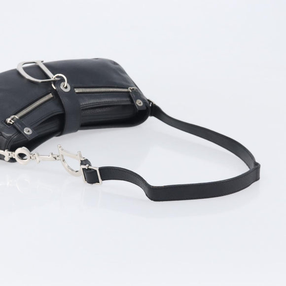 Christian Dior Shoulder Bag Leather Black Silver Auth BA15898SAM