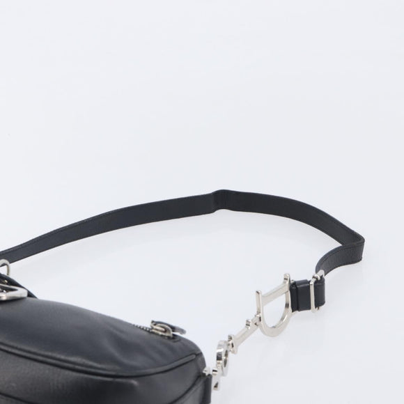Christian Dior Shoulder Bag Leather Black Silver Auth BA15898SAM