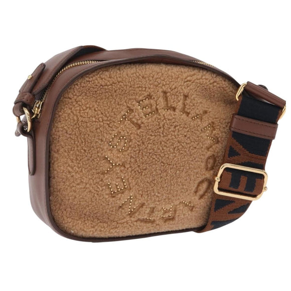 Stella McCartney Chain Shoulder Bag Leather Boa Brown Gold Auth BA15899A