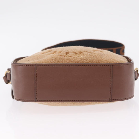Stella McCartney Chain Shoulder Bag Leather Boa Brown Gold Auth BA15899A