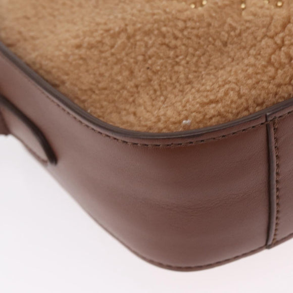 Stella McCartney Chain Shoulder Bag Leather Boa Brown Gold Auth BA15899A