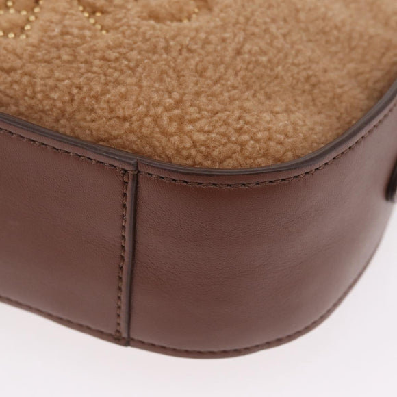 Stella McCartney Chain Shoulder Bag Leather Boa Brown Gold Auth BA15899A