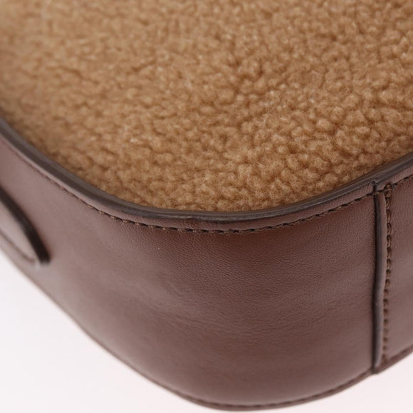 Stella McCartney Chain Shoulder Bag Leather Boa Brown Gold Auth BA15899A