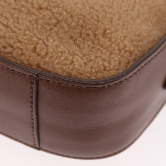 Stella McCartney Chain Shoulder Bag Leather Boa Brown Gold Auth BA15899A