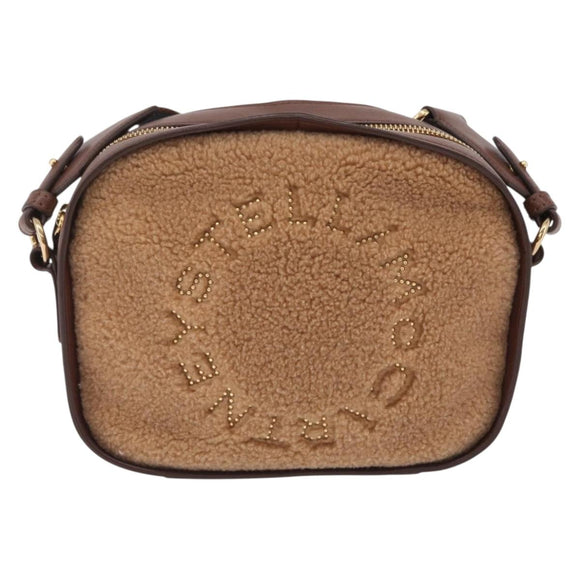 Stella McCartney Chain Shoulder Bag Leather Boa Brown Gold Auth BA15899A