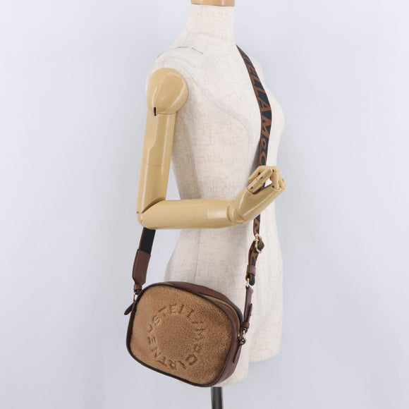 Stella McCartney Chain Shoulder Bag Leather Boa Brown Gold Auth BA15899A