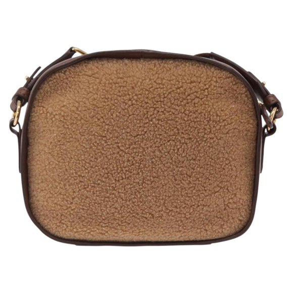 Stella McCartney Chain Shoulder Bag Leather Boa Brown Gold Auth BA15899A