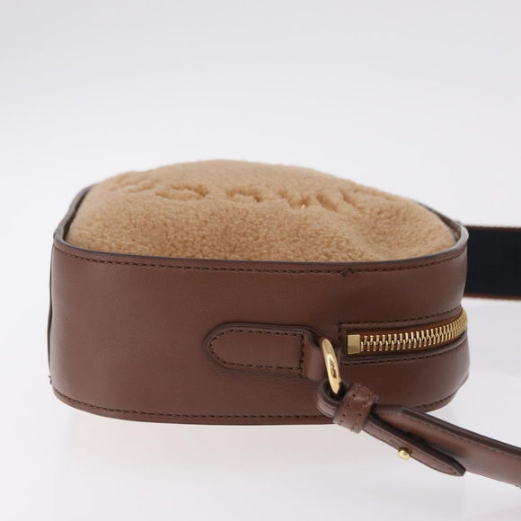 Stella McCartney Chain Shoulder Bag Leather Boa Brown Gold Auth BA15899A