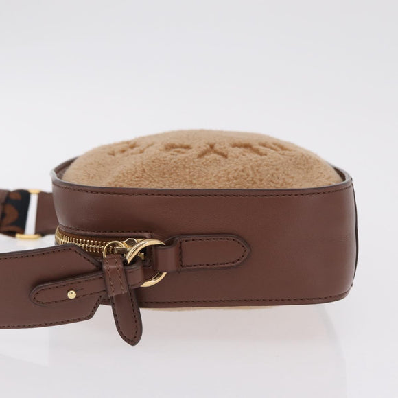Stella McCartney Chain Shoulder Bag Leather Boa Brown Gold Auth BA15899A