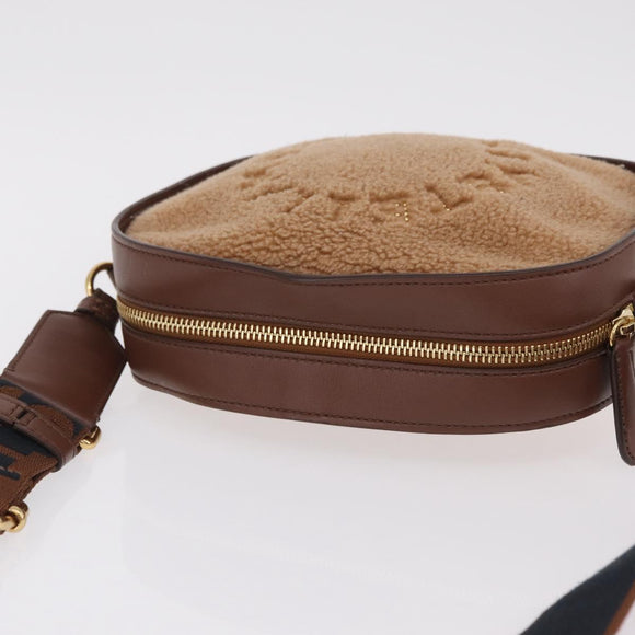 Stella McCartney Chain Shoulder Bag Leather Boa Brown Gold Auth BA15899A