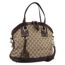GUCCI GG Canvas Tote Bag 2way Beige Gold 247279 Auth BA15908V-1