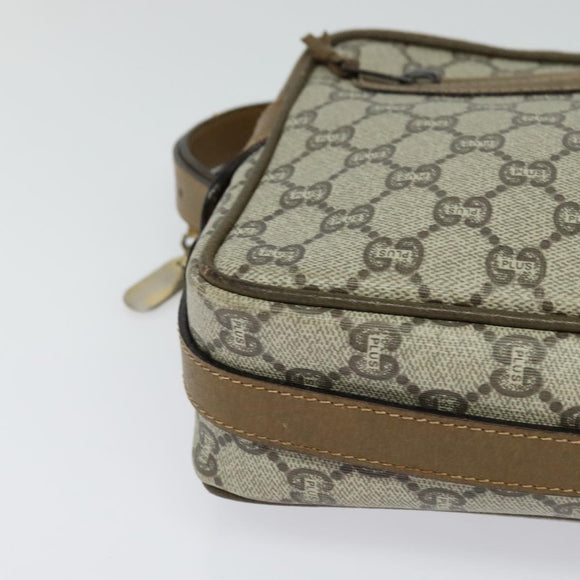 GUCCI GG Plus Supreme Shoulder Bag PVC Beige Gold Auth BA1591