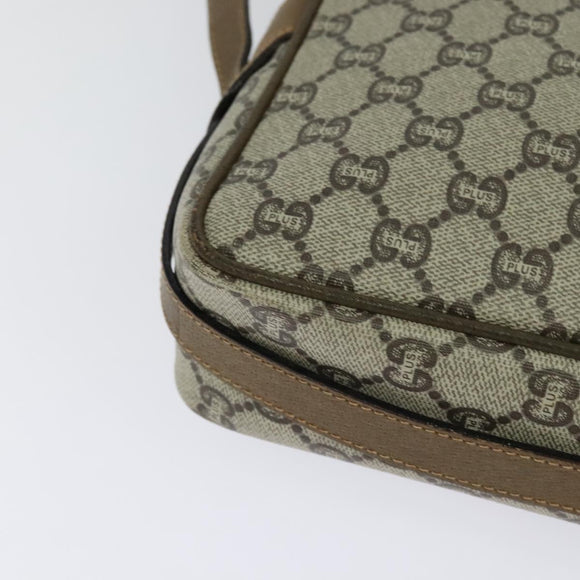 GUCCI GG Plus Supreme Shoulder Bag PVC Beige Gold Auth BA1591