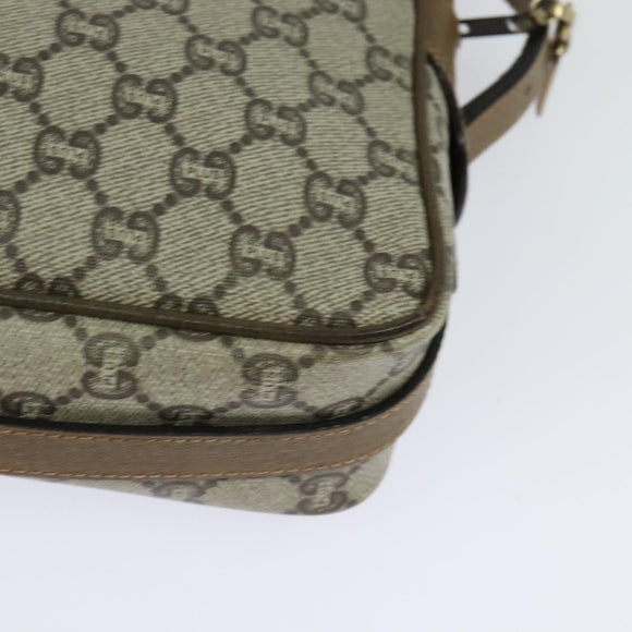 GUCCI GG Plus Supreme Shoulder Bag PVC Beige Gold Auth BA1591