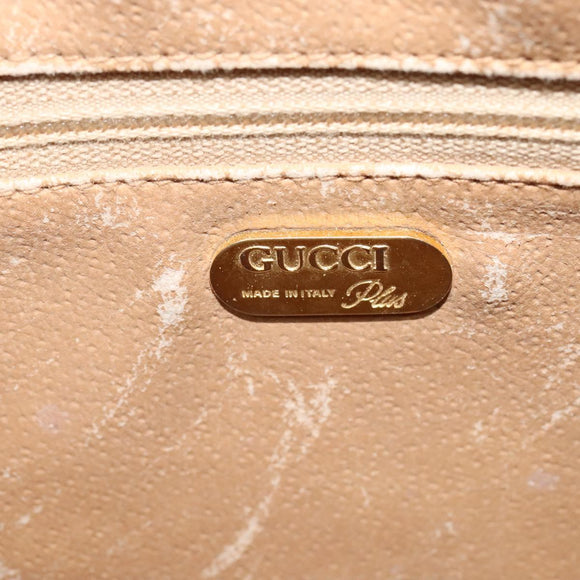 GUCCI GG Plus Supreme Shoulder Bag PVC Beige Gold Auth BA1591