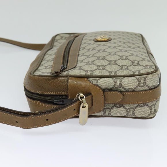 GUCCI GG Plus Supreme Shoulder Bag PVC Beige Gold Auth BA1591