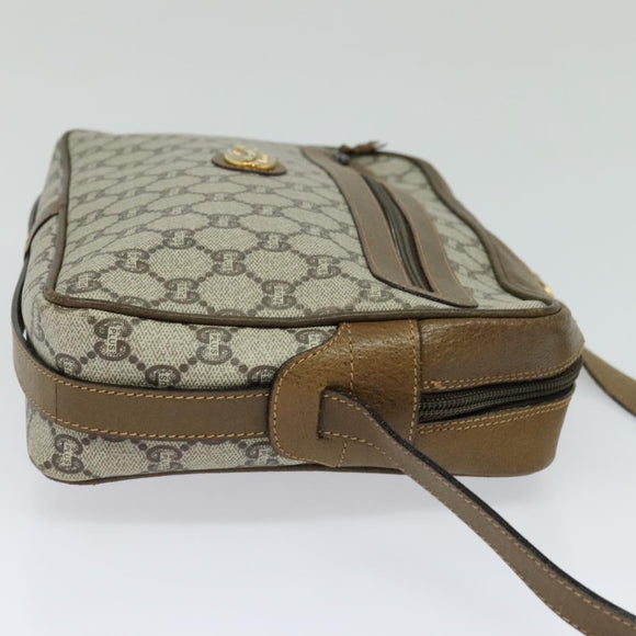GUCCI GG Plus Supreme Shoulder Bag PVC Beige Gold Auth BA1591