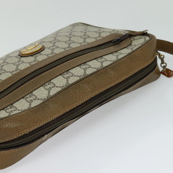 GUCCI GG Plus Supreme Shoulder Bag PVC Beige Gold Auth BA1591