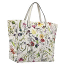 GUCCI Flora Tote Bag Canvas White 282439 Auth BA15910V-1