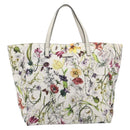 GUCCI Flora Tote Bag Canvas White 282439 Auth BA15910V-13