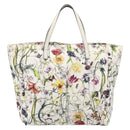 GUCCI Flora Tote Bag Canvas White 282439 Auth BA15910V-2