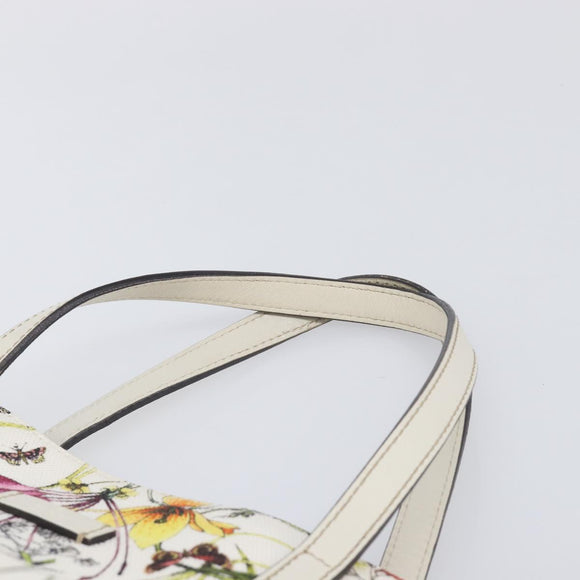 GUCCI Flora Tote Bag Canvas White 282439 Auth BA15910V