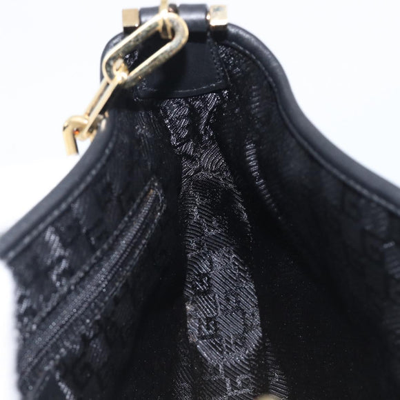 GUCCI Jackie Chain Shoulder Bag Leather Black Gold 001 4032 Auth BA15911M