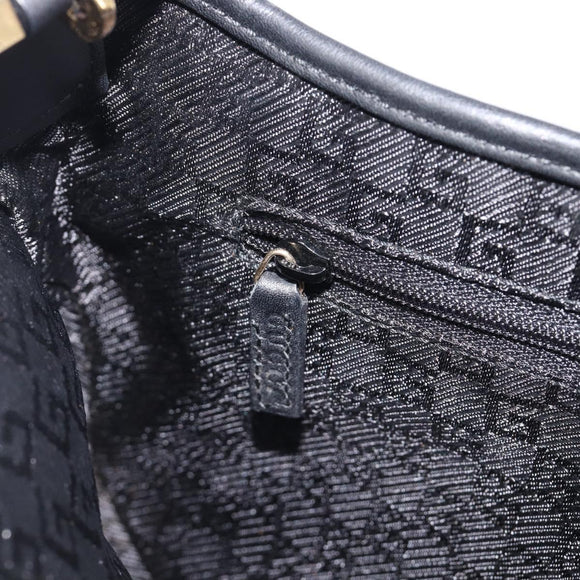 GUCCI Jackie Chain Shoulder Bag Leather Black Gold 001 4032 Auth BA15911M
