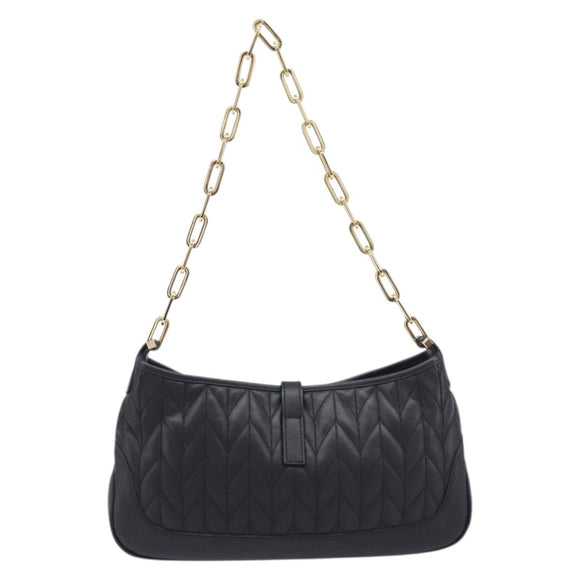GUCCI Jackie Chain Shoulder Bag Leather Black Gold 001 4032 Auth BA15911M