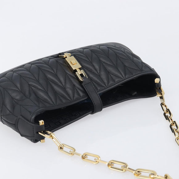 GUCCI Jackie Chain Shoulder Bag Leather Black Gold 001 4032 Auth BA15911M