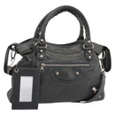 Balenciaga Giant Town Hand Bag Leather 2way Gray Silver 285434 Auth BA15913V-1