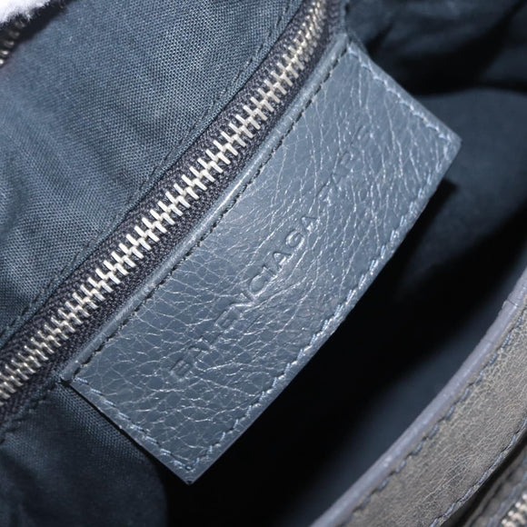 Balenciaga Giant Town Hand Bag Leather 2way Gray Silver 285434 Auth BA15913V