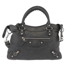 Balenciaga Giant Town Hand Bag Leather 2way Gray Silver 285434 Auth BA15913V-2