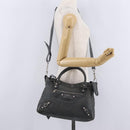 Balenciaga Giant Town Hand Bag Leather 2way Gray Silver 285434 Auth BA15913V-26