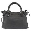 Balenciaga Giant Town Hand Bag Leather 2way Gray Silver 285434 Auth BA15913V-3