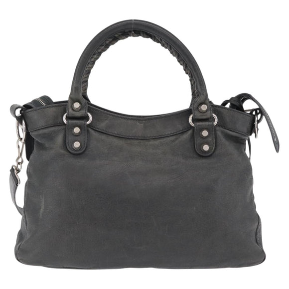 Balenciaga Giant Town Hand Bag Leather 2way Gray Silver 285434 Auth BA15913V